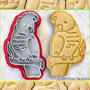 Tagliapasta per biscotti a forma di cacatua Gang-Gang - Uccelli selvatici australiani - Stampato in 3D - Animali australiani - Strumento per fondente - Timbro artigianale per biscotti