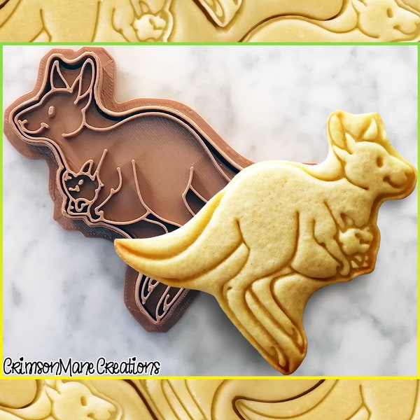 Kangaroo Cookie Cutter - Australian Animals - Cute Aussie Wildlife - 3D Printed - Fondant Tool - Biscuit Baking Supplies - Ceramics Pottery