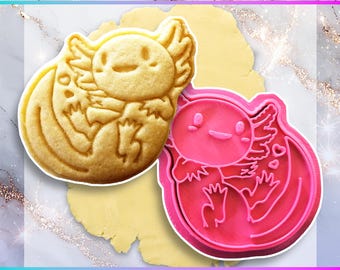 Axolotl-Ausstechform, handgezeichnete 3D-gedruckte Aquarium-Haustier-Tiere, die Backzubehör, Fondant-Werkzeug drucken