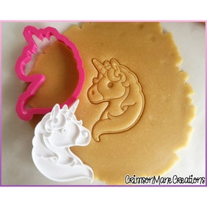 Unicorn Cookie Cutter Cute Emoji Ceramic Pottery Craft Stamp 3D Printed Girls Birthday Party Biscuit Baking Supplies Fondant Tool image 2