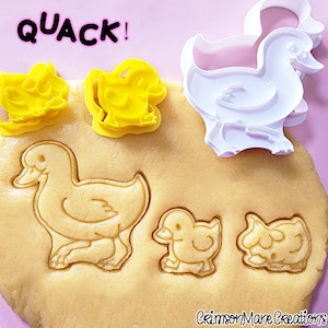 Duck Family Cookie Cutter Set: 3D Printed Biscuit Baking Supplies, Fondant Tool, Craft Stamp