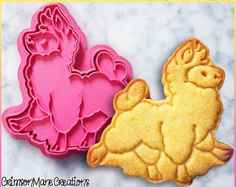 Llama Cookie Cutter, Hand-Drawn 3D Printed Funny Animal Alpaca Baking Supplies, Fondant Tool Stamp
