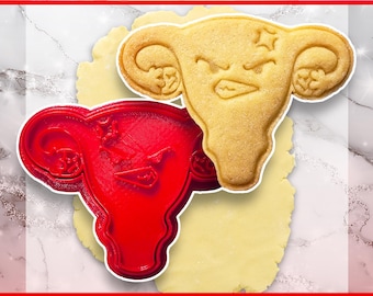 Wütend Uterus Cookie Cutter, handgezeichnete 3D gedruckte Backwaren Fondant, Eierstöcke, Frau Fruchtbarkeit Uterus