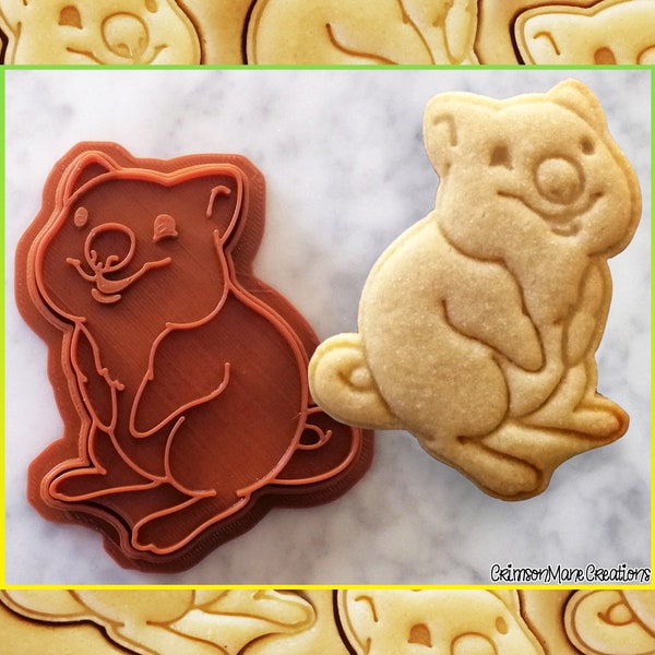 Quokka Cookie Cutter - Australian Animals - Cute Wildlife Australia - 3D Printed - Fondant Tool - Biscuit Baking Supplies - Ceramic Stamp