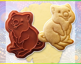 Tagliabiscotti a forma di Quokka, animale nativo australiano disegnato a mano e stampato in 3D, accessori per pasticceria, strumento per fondente