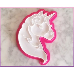 Unicorn Cookie Cutter Cute Emoji Ceramic Pottery Craft Stamp 3D Printed Girls Birthday Party Biscuit Baking Supplies Fondant Tool image 3
