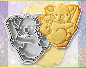 Tagliabiscotti a forma di koala, animali nativi australiani disegnati a mano e stampati in 3D, accessori per la pasticceria, strumento per la decorazione di pasta di zucchero.