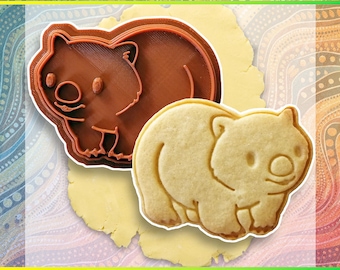 Tagliabiscotti a forma di vombato, animale nativo australiano disegnato a mano e stampato in 3D, accessori per pasticceria, strumento per fondente
