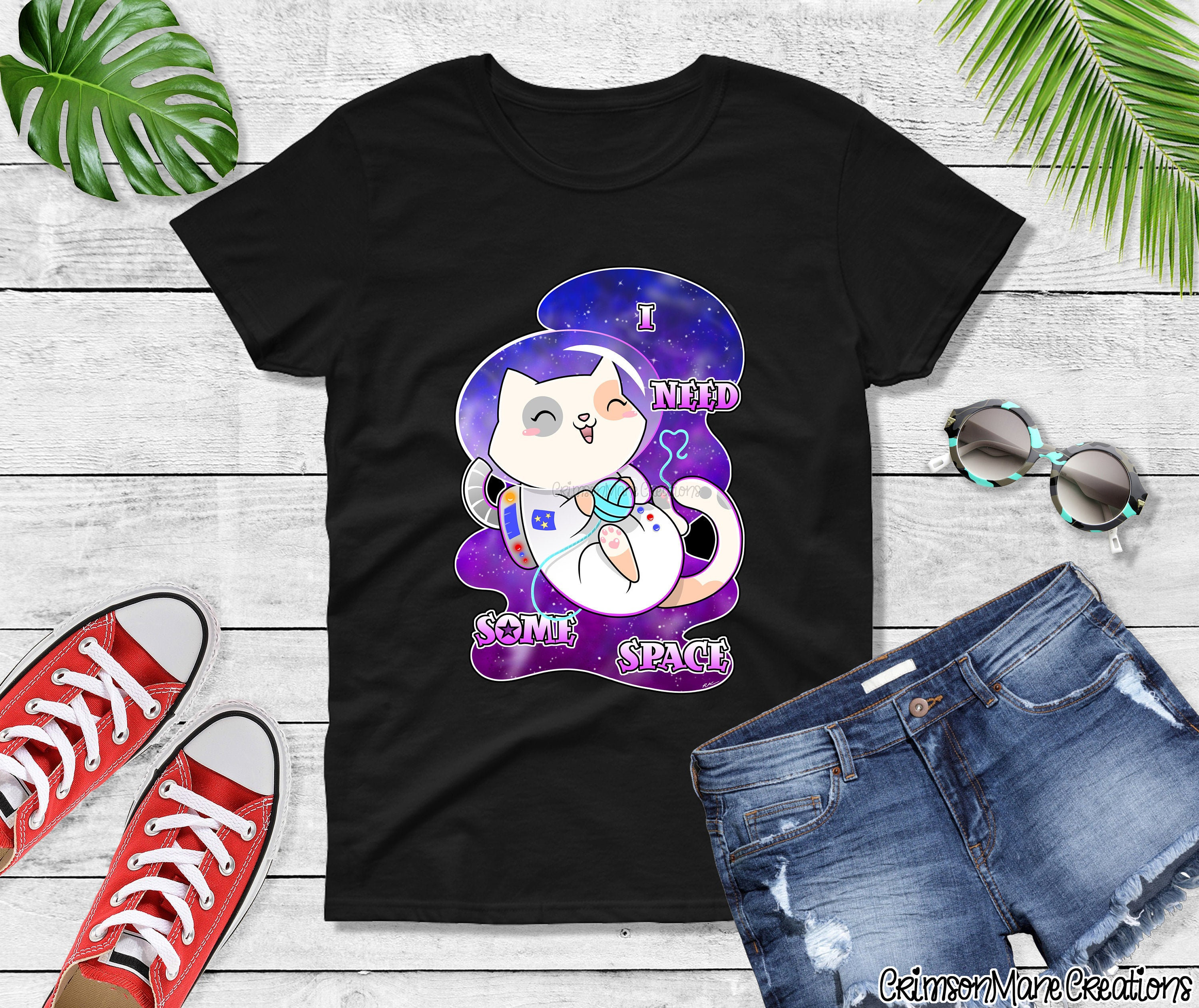 Space Cat T-shirt Astronaut Kitty Galaxy Shirt Kawaii Cute - Etsy