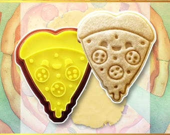 Pizza Cookie Cutter, Hand-Drawn 3D Printed Food Lovers Gift, Biscuit Baking Supplies, Fondant Tool