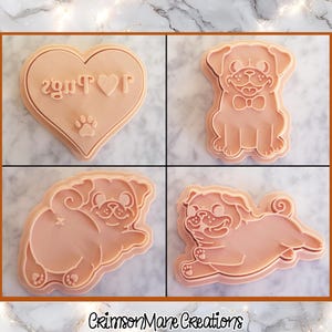 Pug Dog Cookie Cutter Set, Hand-Drawn 3D Printed Dog Breeds Baking Supplies, Fondant Tool image 4