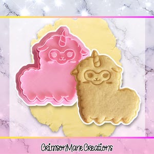 Unicorn Llama Cookie Cutter, Hand-Drawn 3D Printed Animal Baking Supplies, Fondant Tool