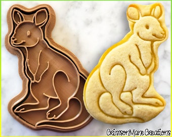 Wallaby Cookie Cutter - Australian Animals - Cute Aussie Wildlife - 3D Printed - Fondant Tool - Biscuit Baking Supplies - Ceramics Pottery