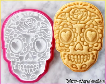 Day of the Dead Cookie Cutter - De Los Muertos - Sugar Flower Skull - 3D Printed - Fondant Tool - Ceramics and Pottery - Baking Supplies