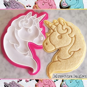 Unicorn Cookie Cutter - Cute Emoji - Ceramic Pottery Craft Stamp - 3D Printed - Girls Birthday Party Biscuit Baking Supplies - Fondant Tool