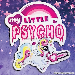 Pegatina de vinilo de My Little Pony: Psicosis - Regalo novedoso y divertido de MLP - Calcomanía impermeable para funda de portátil o teléfono - Unicornio arcoíris