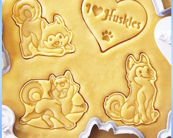 Husky Dog Cookie Cutter Set, Hand-Drawn 3D Printed Huskies Baking Supplies, Fondant Tool