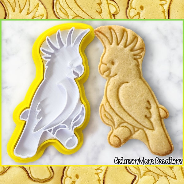 Cockatoo Cookie Cutter - Australian Parrot Bird - 3D Printed - Cute Aussie Animals - Fondant Tool - Biscuit Baking Supply - Ceramics Pottery