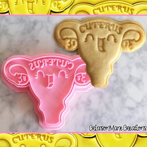 Uterus Cuterus Cookie Cutter - Kawaii Cute - Biscuit Baking Craft Supply - Ceramics Pottery - 3D Print - Ovaries - Fondant Tool - Fertility