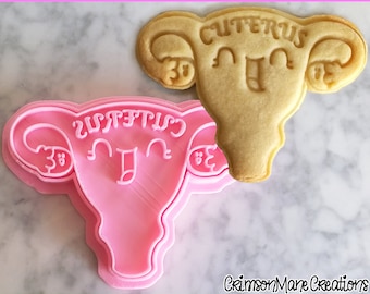 Uterus Cuterus Cookie Cutter - Kawaii Cute - Biscuit Baking Craft Supply - Ceramics Pottery - 3D Print - Ovaries - Fondant Tool - Fertility