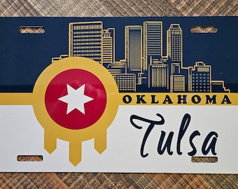 Tulsa Flag Skyline License Plate
