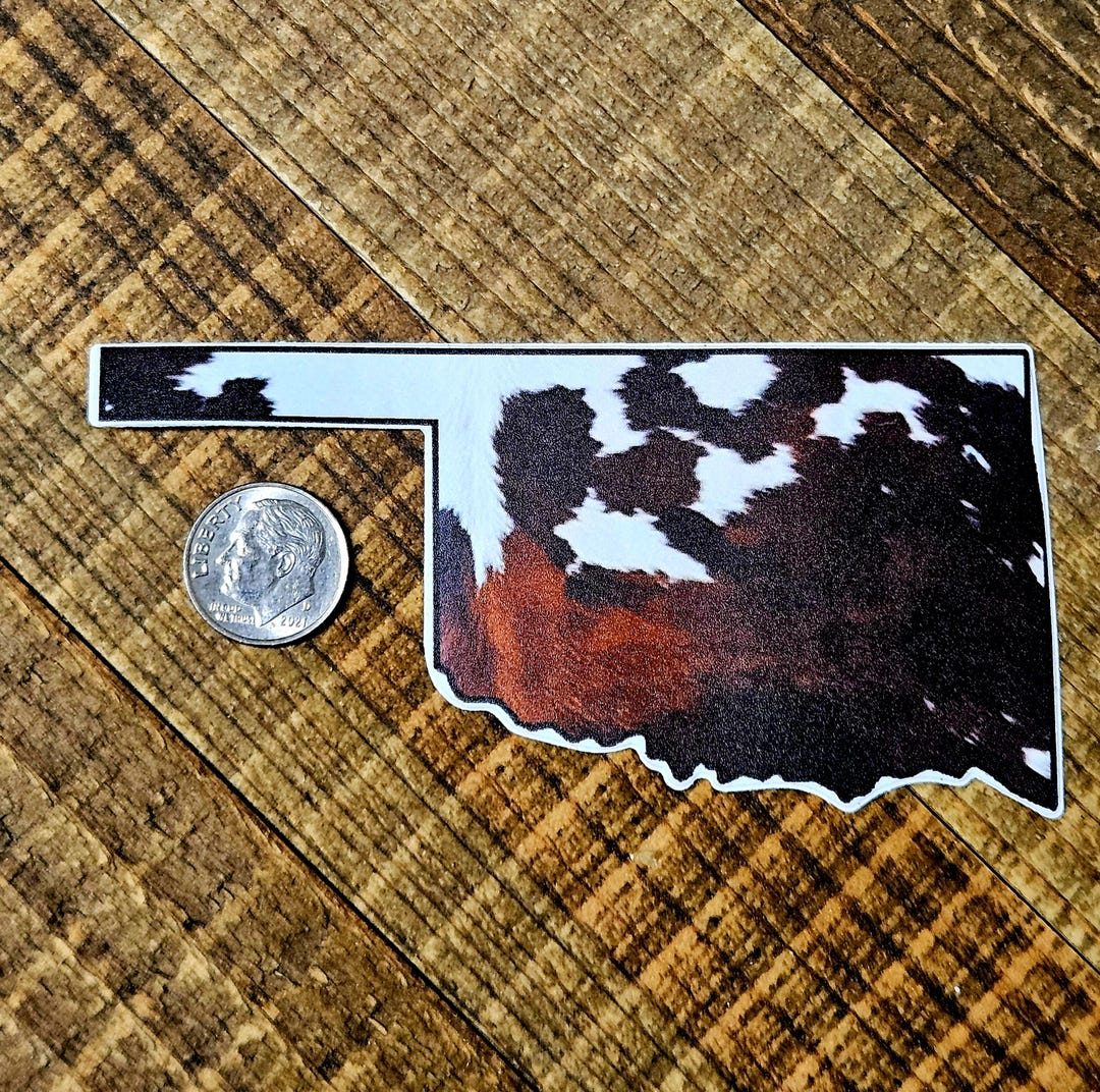 Cowhide Sticker Cowhide Oklahoma Decal Sticker - Etsy