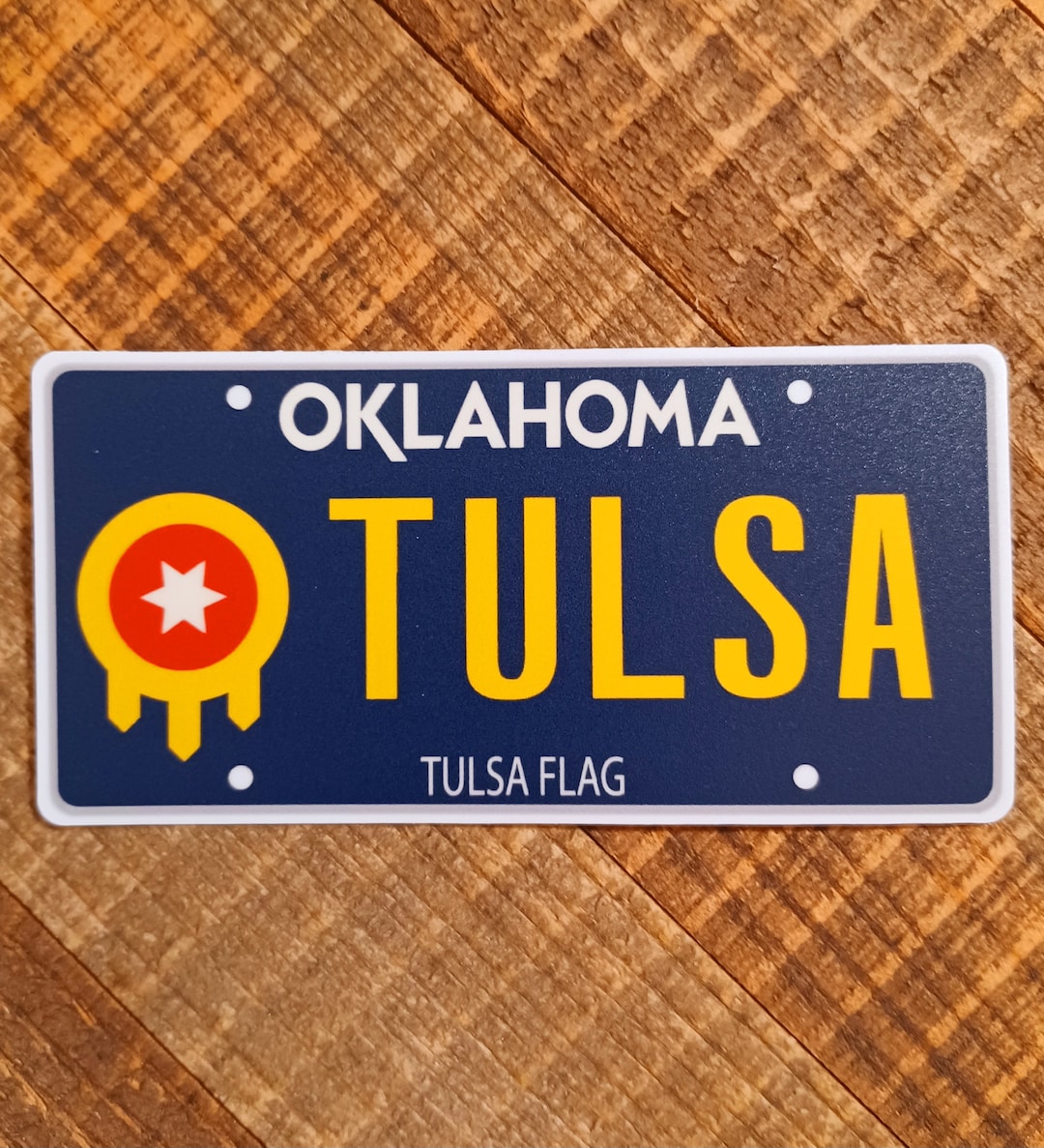 Tulsa Flag License Plate Decal Etsy