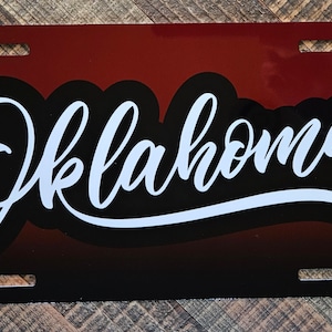 Oklahoma Crimson License Plate