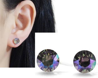 Pendientes de clip invisibles, pendientes de clip de Swarovski azul claro, pendientes de clip de diamantes de imitación de cristal Sunshine, pendientes sin perforar