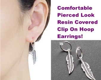 BTS clip on earrings dangle silver feather clip on earrings men non pierced earrings comfortable wing fake earrings for men