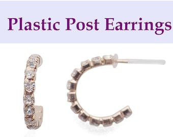 Plastic Earrings, Rose Gold Earrings, Hoop Earrings, Rhinestone Earrings, Crystal Earrings, Nickel Free Earrings, Hypoallergenic Earrings