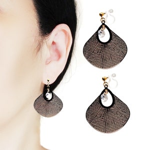 Gold Fan Unsichtbare Clip Auf Baumeln Ohrringe, CZ Zirkonia Kristall Clip Auf Hängeohrringe, Nicht Durchbohrte Ohrringe, Clip-On Für Frauen