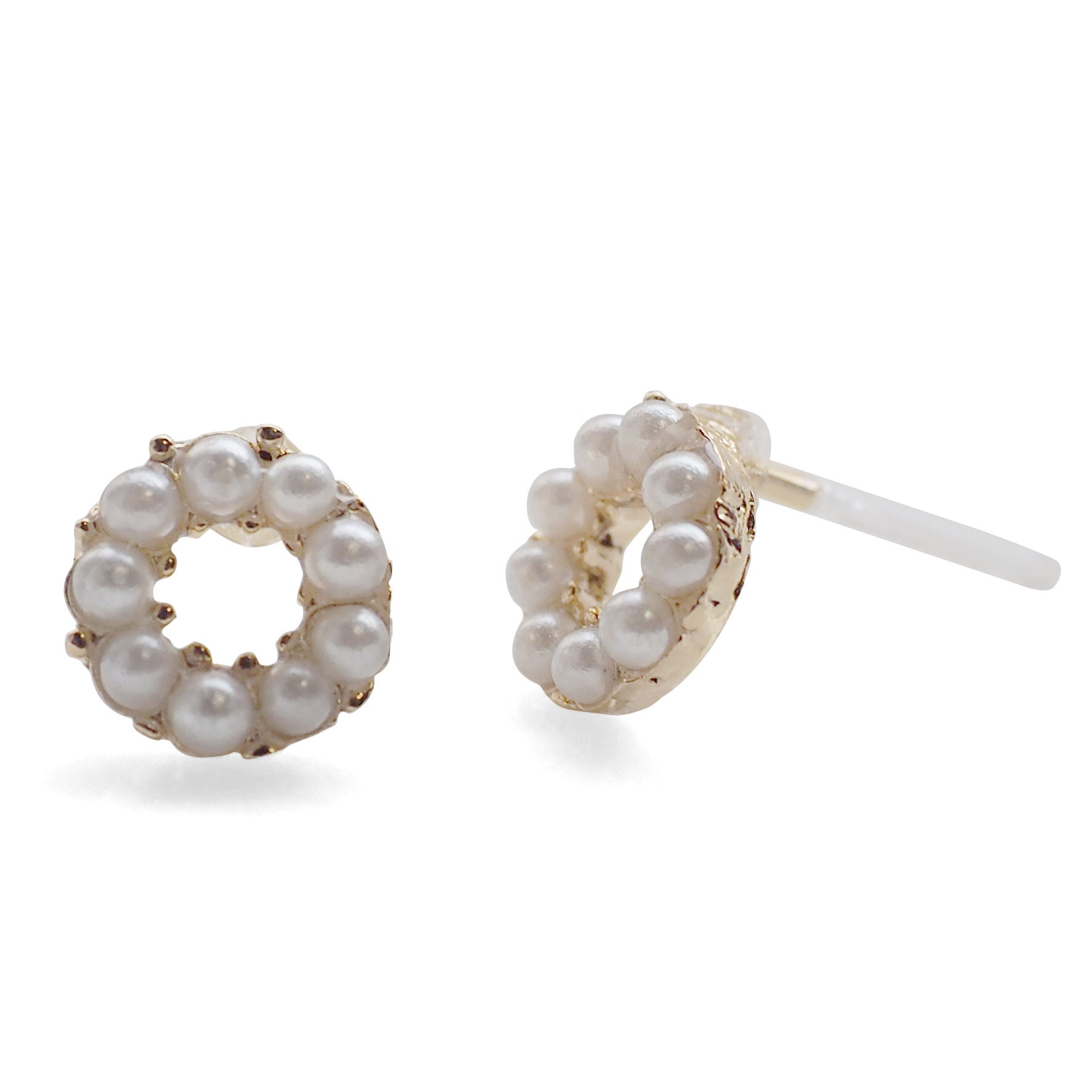 Bridal White Pearl Plastic Post Hoop Earrings Hypoallergenic Stud Women  Silver