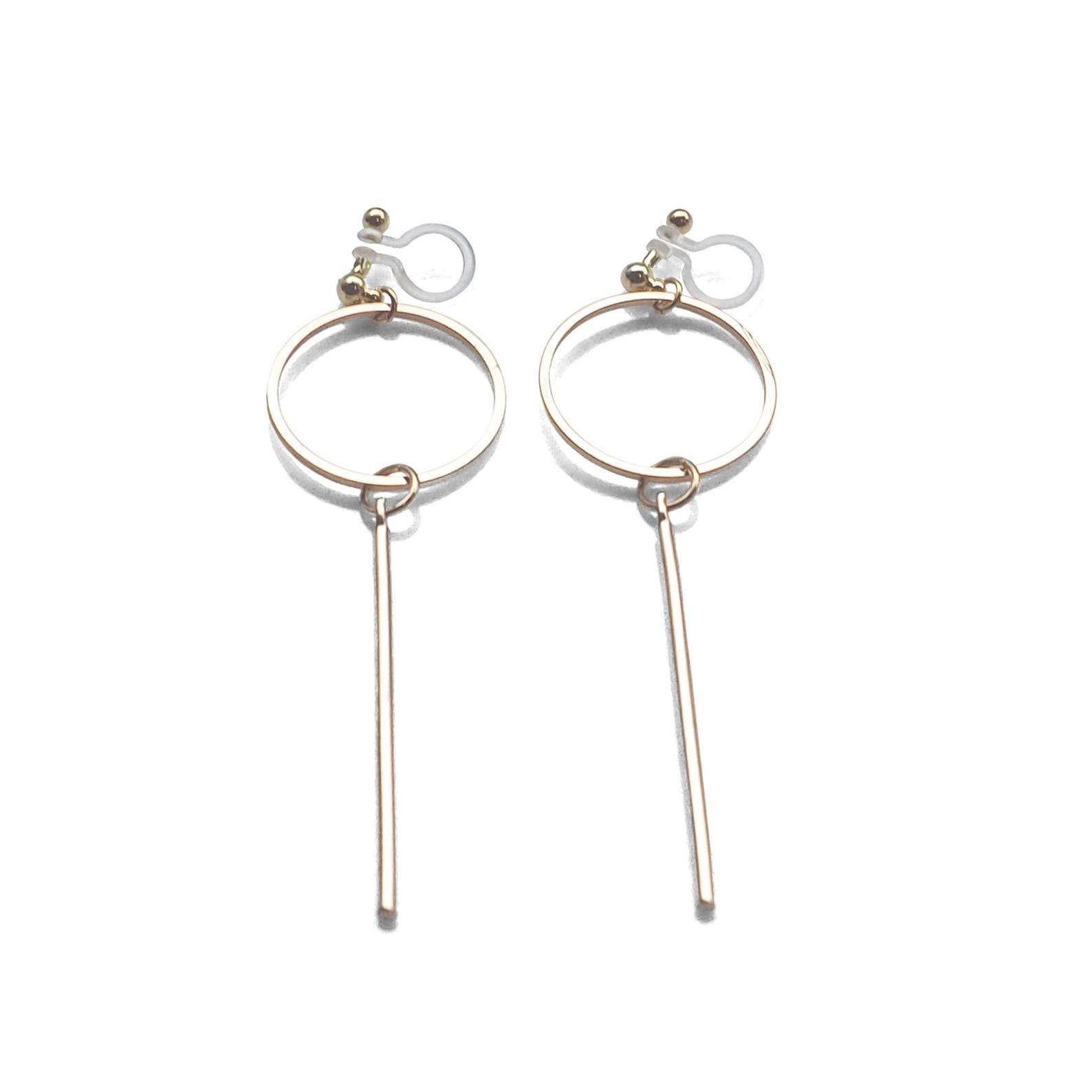 Geometric Dangle Bar Clip on Earrings Gold Clip on Hoop Etsy UK