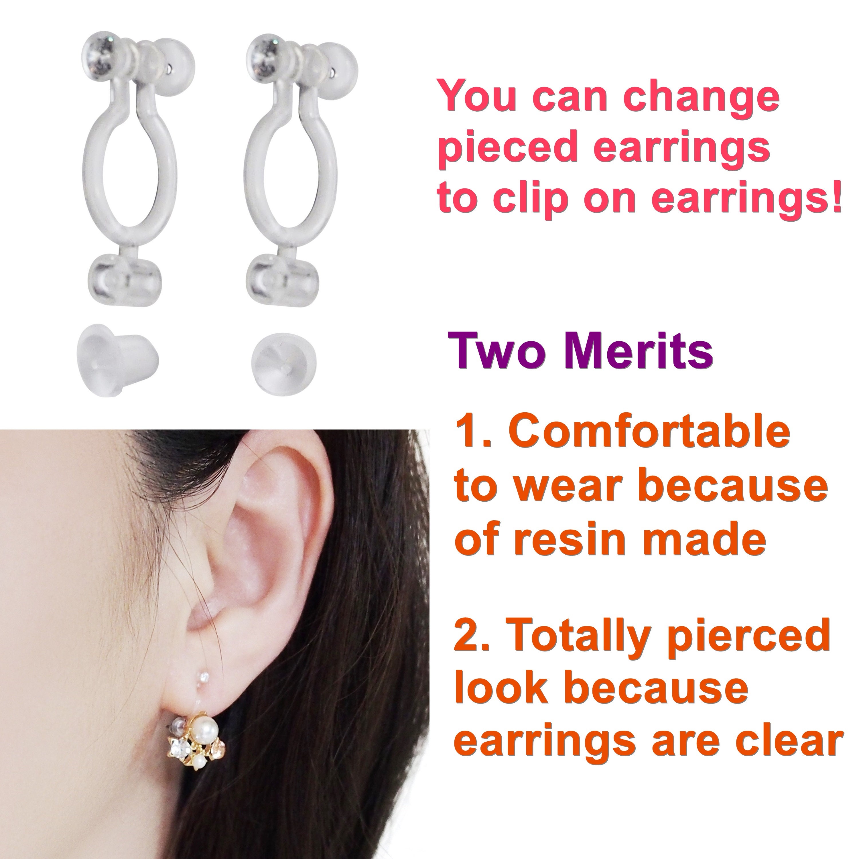 Earring Converters Pierced to Clip on Earrings Bridal Clip 