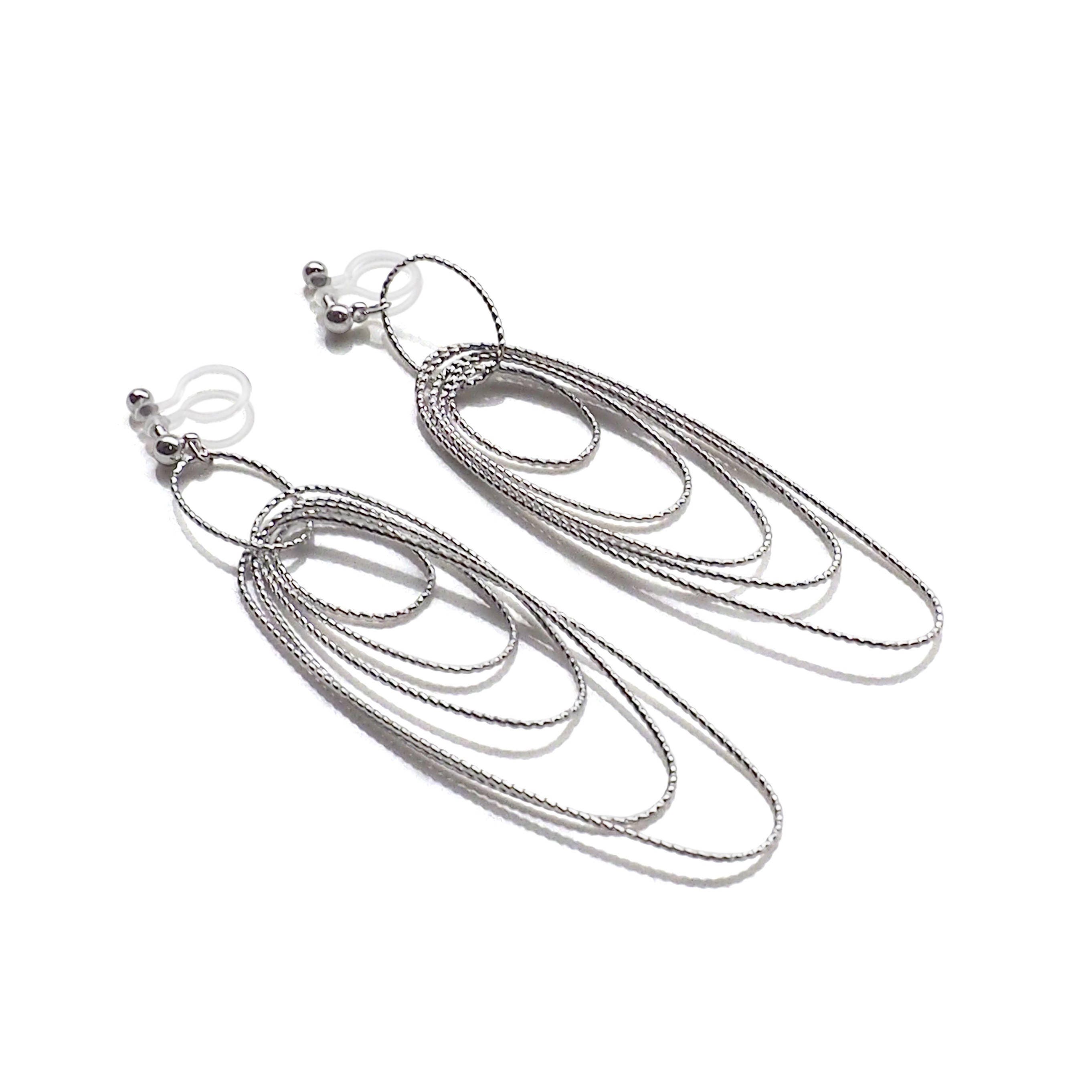 Silver Clip On Earrings Hoops Invisible Clip On Earrings Long Etsy