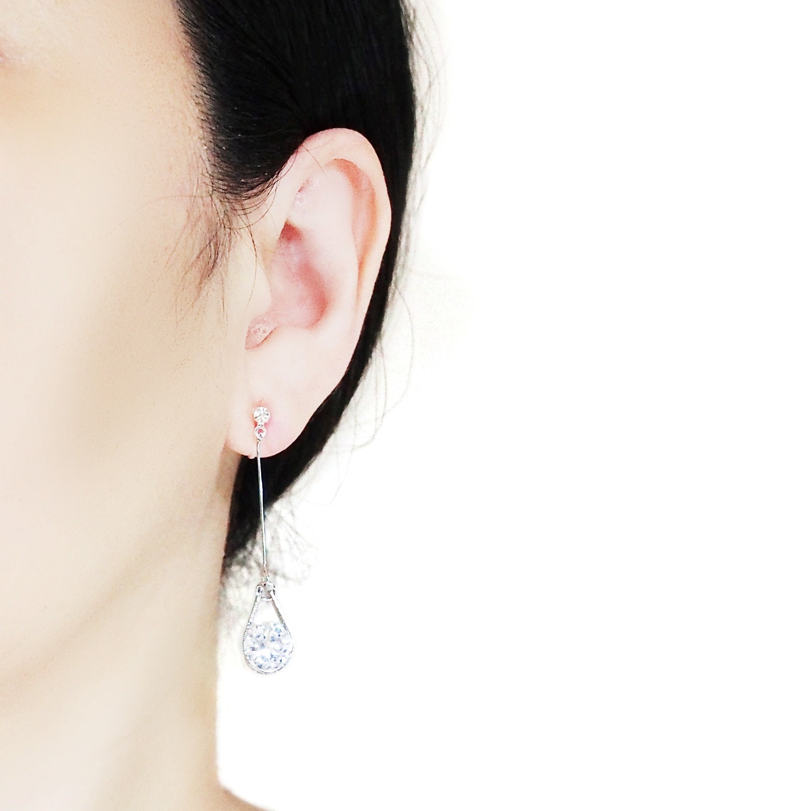 Cz clip on earrings sale