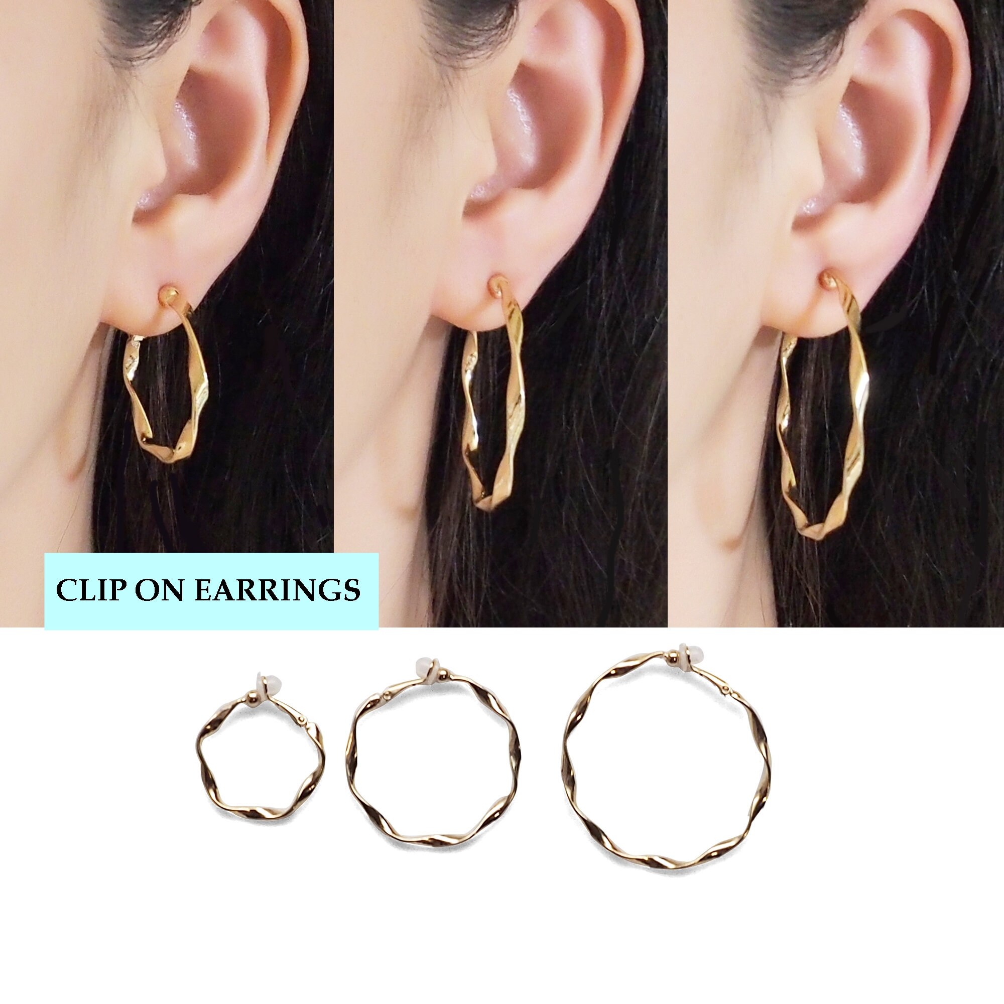Clip en pendientes falsos Joyería Pendientes Pendientes de clip aros para las orejas solo use sin orejas perforadas pendientes de oro de 6 cm de 60 mm de diámetro 