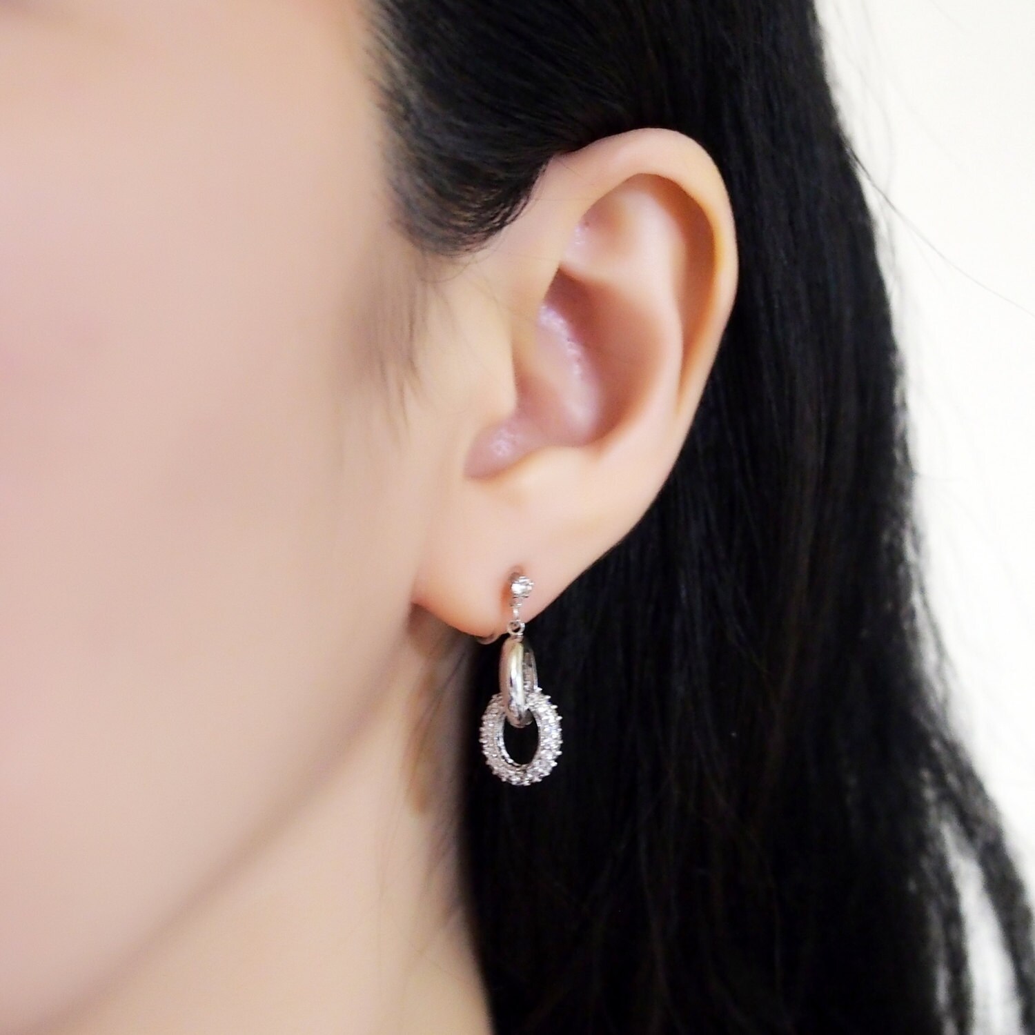 Bridal Silver Cubic Zirconia Invisible Clip on Earrings Micro Etsy