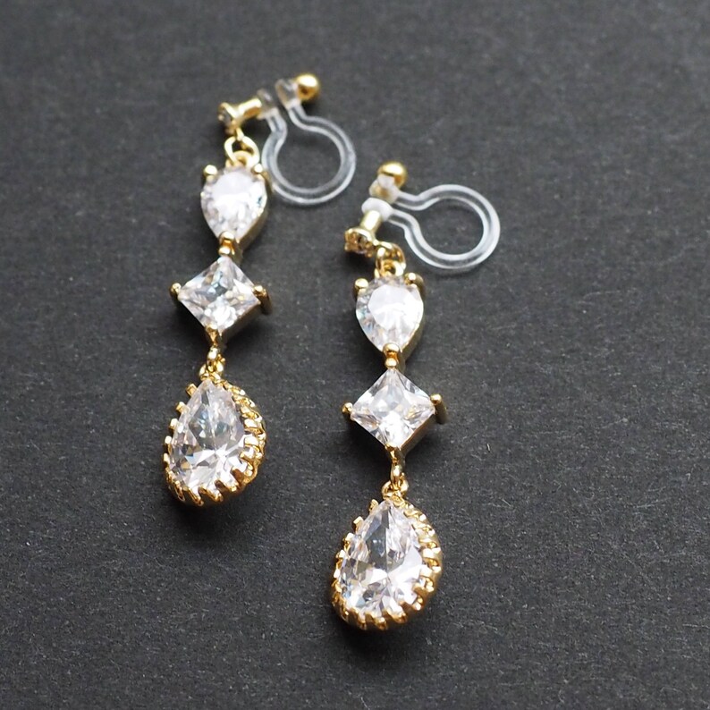 Cubic Zirconia Clip on Earrings Gold Cz Crystal Clip on - Etsy