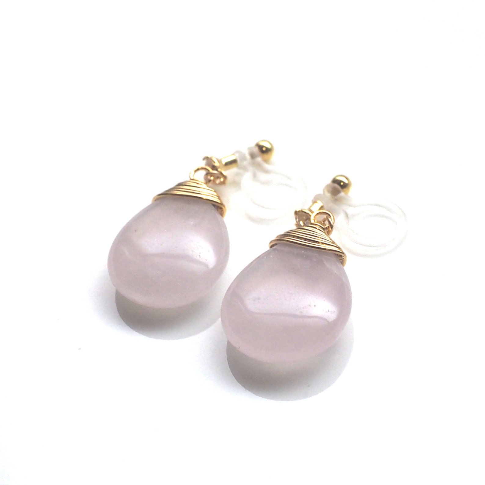 Clip Trefle Quartz Earrings in Pink