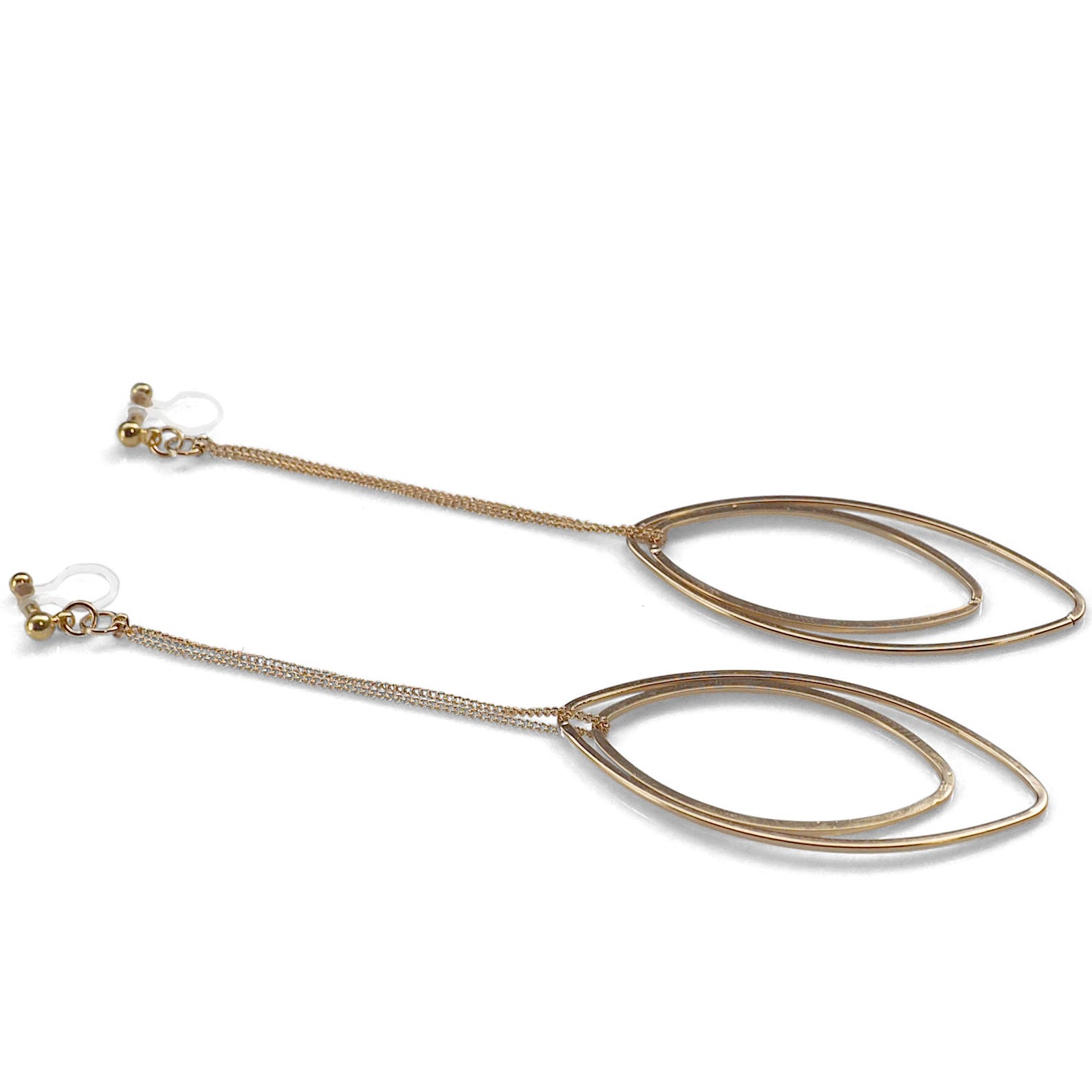 Gold Hoop Invisible Clip on Earrings Dangle Comfortable Long Etsy
