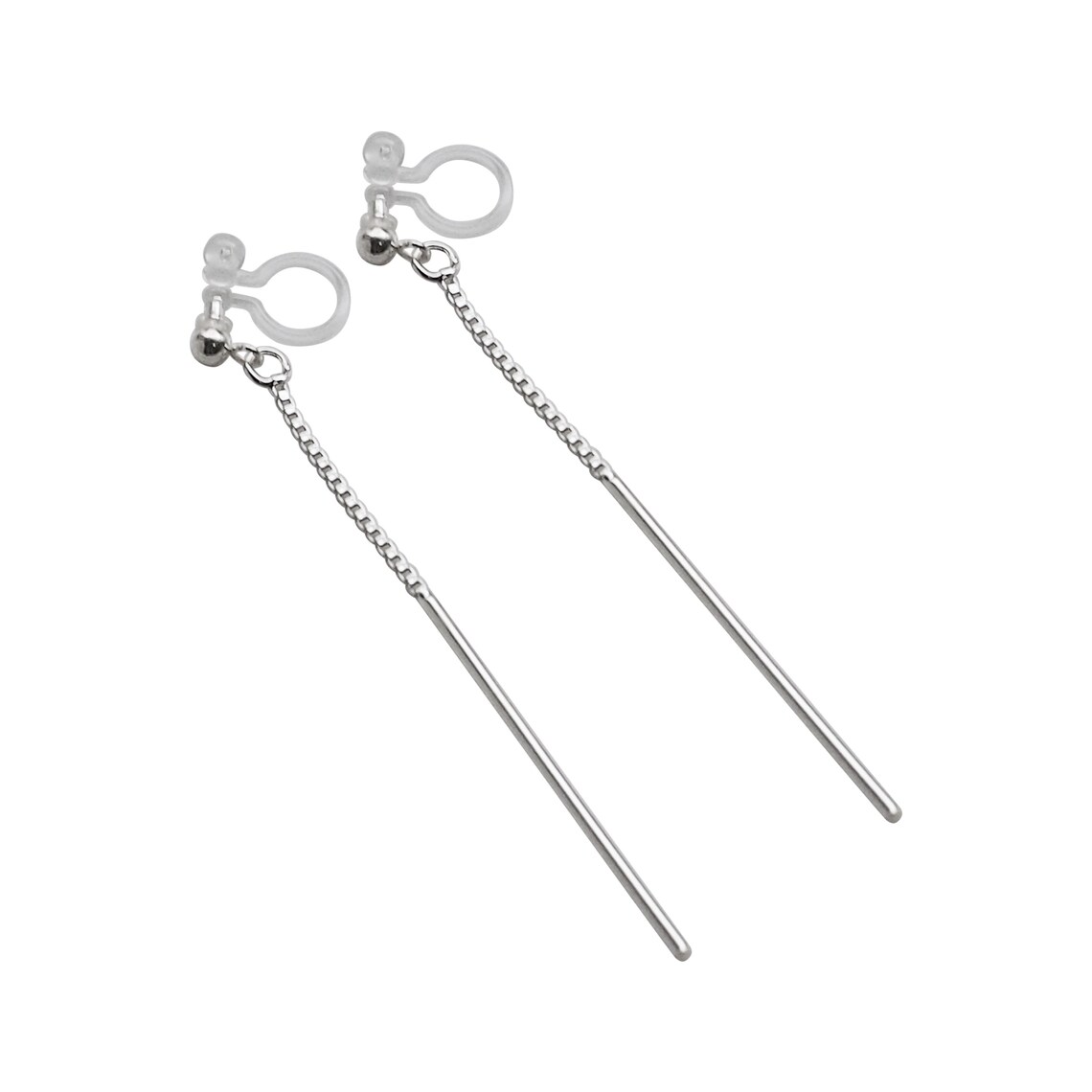 925 sterling silver clip on earrings comfortable bar chain Etsy