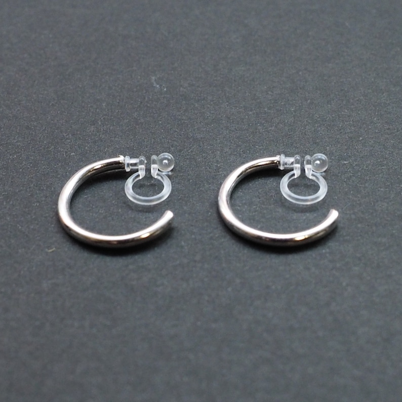 Silver Hoop Clip On Earrings Medium Invisible Clip On Hoop Etsy