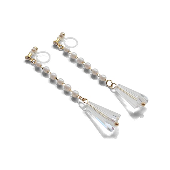 ピアス Pearl Drop Clip-On Earrings Clip On Pearl Drop CZ Earrings - Cassandra Lynne