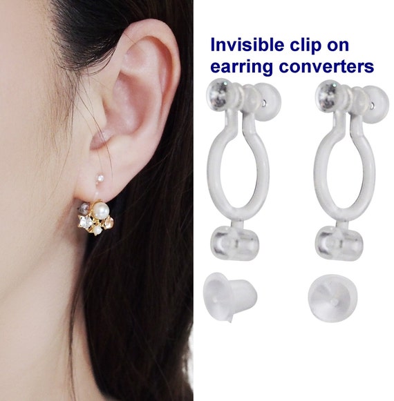 2 Pairs Super Comfortable Invisible Clip on Earring Converters