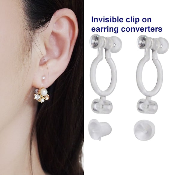 2 Pairs Super Comfortable Invisible Clip on Earring Converters