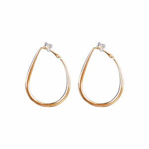 Clip On Earrings Gold Hoop Thick | Teardrop Chunky Clip On Hoop Earrings｜Non Pierced Ears | Silver Invisible Large Clip On Hoop Earrings