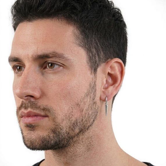 Mens Clip on Earrings,gold Spike Clip on Hoop Earrings,non Pierced