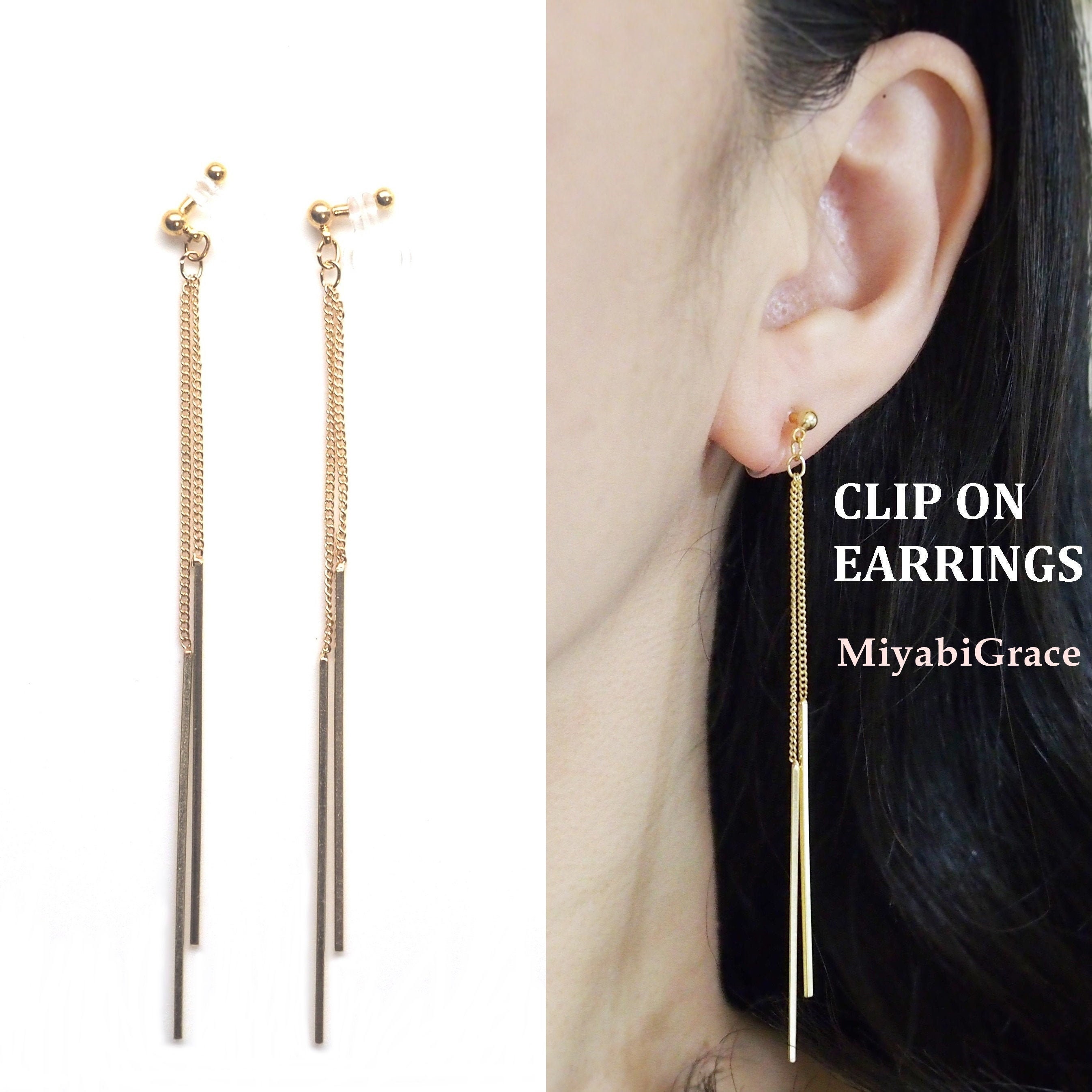 Buy Large Dangling Black Glitter Star Clip on Earrings screw On Online in  India - Etsy
